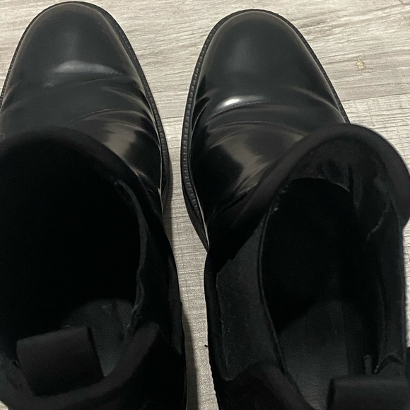 Zara Chelsea Booties Casual Round Toe Chunky Heel Ankle Boots Motorcycle Shoes - Picture 4 of 9